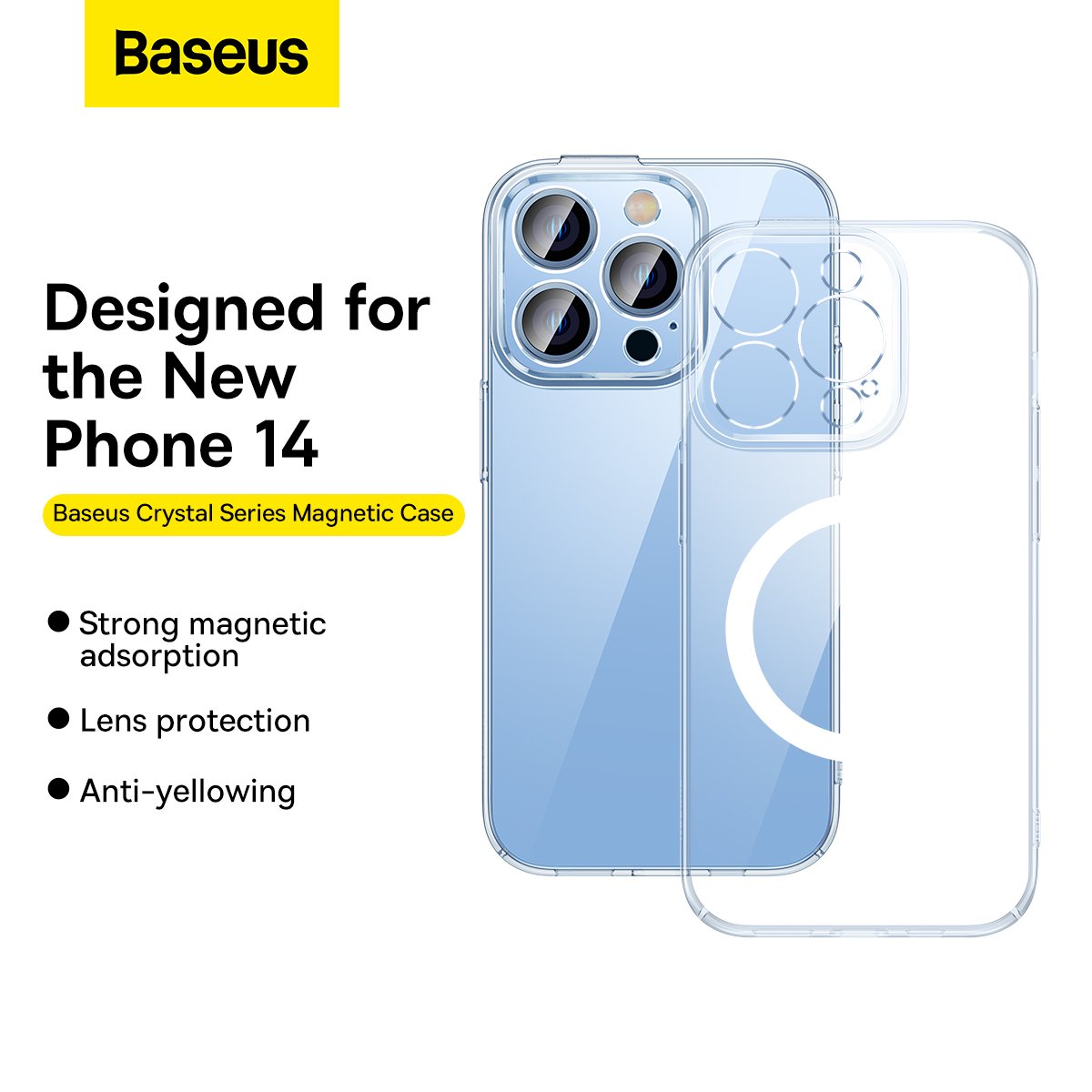 Baseus iPhone 14 Pro 6.1inch Crystal Magnetic Phone Case And Temperd Glass For iPhone Transparent- ARJC000102 - Image 5