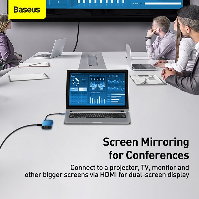 Baseus 6-in-1 Metal Type-C HUB Gleam Series Multifunctional Docking Station Blue - 1 Year Warranty - Image 5