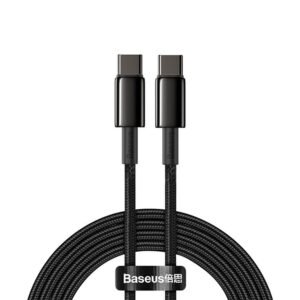 Baseus Tungsten Gold 2M Fast Charging Data Cable Type-C to Type-C 100W  Black - CATWJ-A01-  1 Year Warranty
