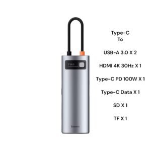 Baseus 7-in-1 Type-C HUB Star Joy Series Multifunctional Docking Station Gray - 1 Year Warranty