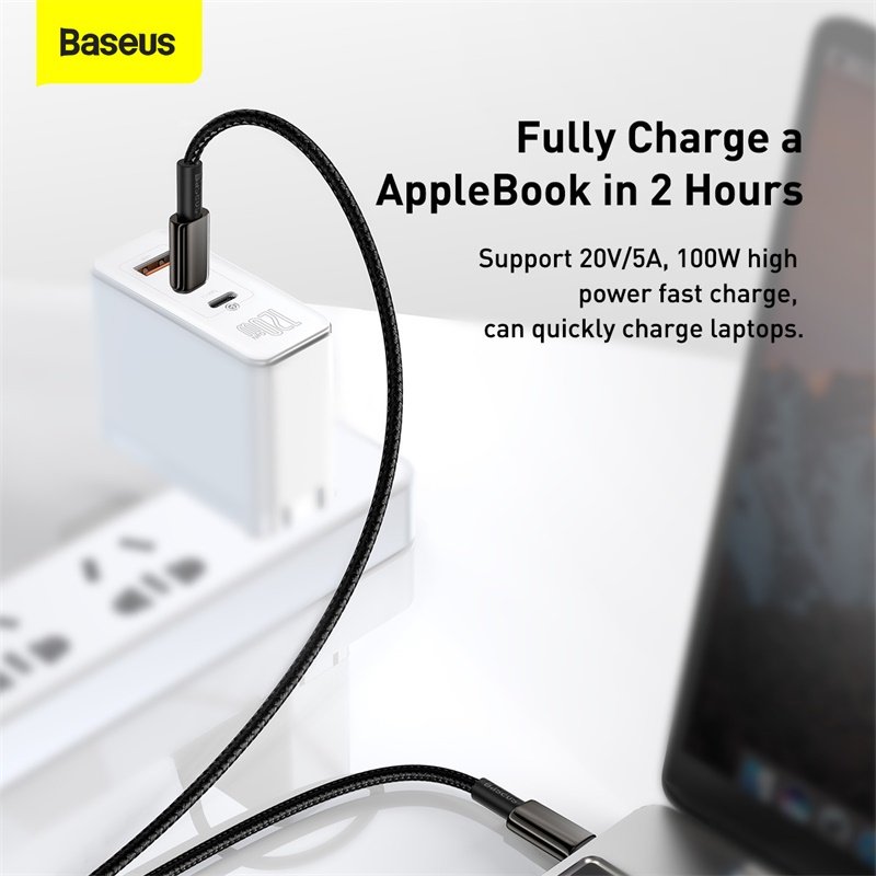 Baseus Tungsten Gold 1M Fast Charging Data Cable Type-C to Type-C 100W - Black - Image 15