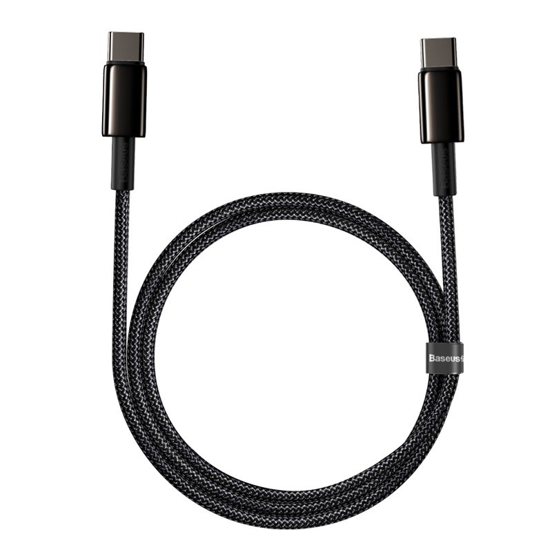 Baseus Tungsten Gold 1M Fast Charging Data Cable Type-C to Type-C 100W - Black - Image 2