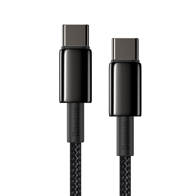Baseus Tungsten Gold 1M Fast Charging Data Cable Type-C to Type-C 100W - Black - Image 4
