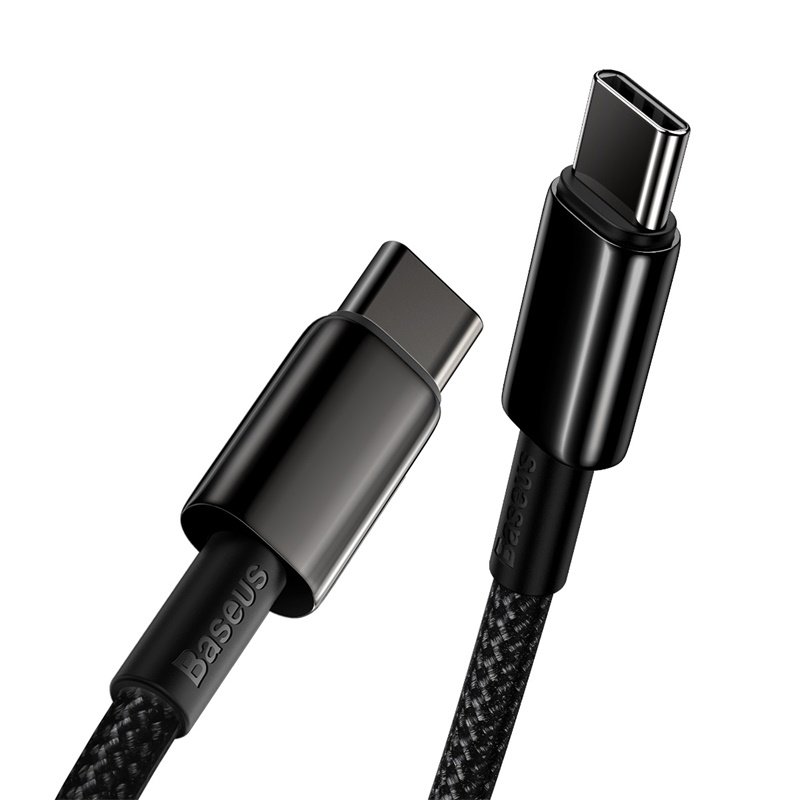 Baseus Tungsten Gold 1M Fast Charging Data Cable Type-C to Type-C 100W - Black - Image 5