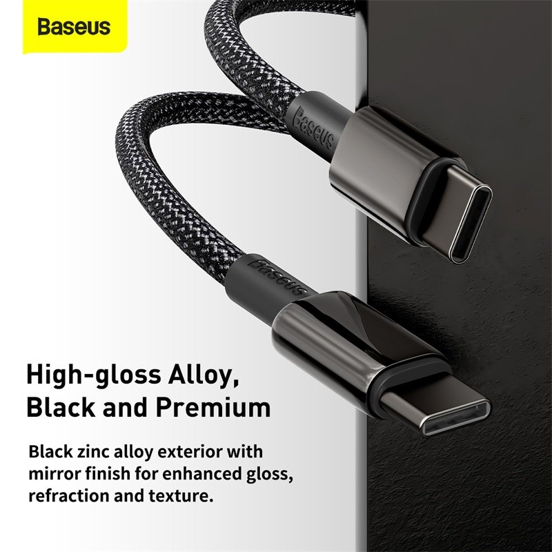 Baseus Tungsten Gold 1M Fast Charging Data Cable Type-C to Type-C 100W - Black - Image 12