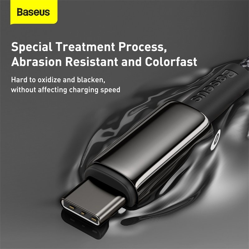 Baseus Tungsten Gold 1M Fast Charging Data Cable Type-C to Type-C 100W - Black - Image 13