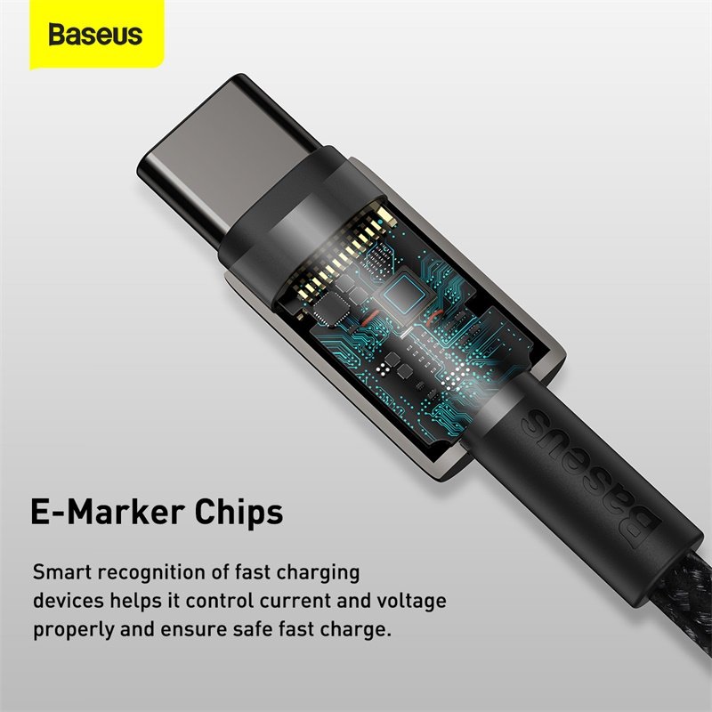 Baseus Tungsten Gold 1M Fast Charging Data Cable Type-C to Type-C 100W - Black - Image 14