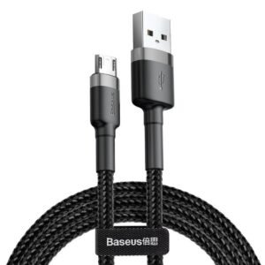 Baseus Cafule 0.5M Cable USB For Micro 2.4A  Gray+Black - CAMKLF-AG1 -   1 Year Warranty