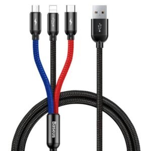 Baseus Three Primary 1.2 Meter USB to M+L+C Nylon Braid 3.5A Cable