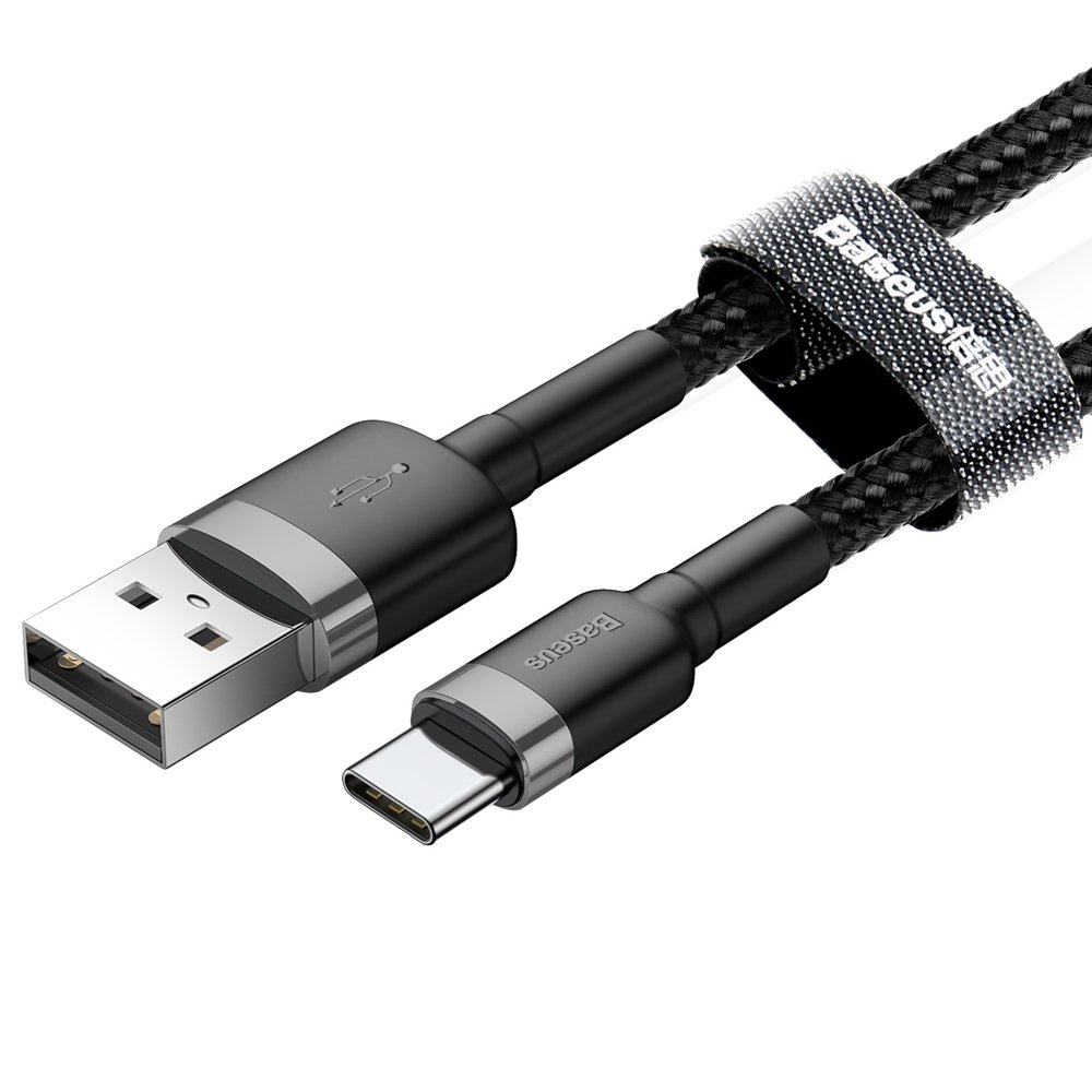 Baseus Cafule 2M Nylon Braided Cable USB To Type-C QC3.0 2A Black-Grey - CATKLF-CG1- 1 Year Warranty - Image 4