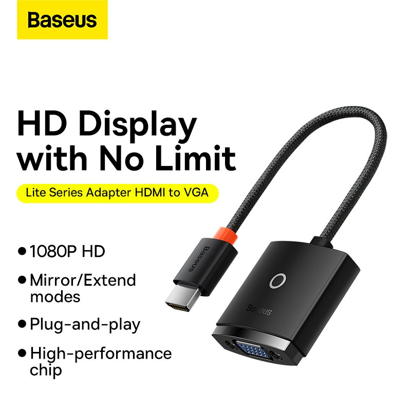 Baseus HDMI to VGA Adapter Lite Series Black - 1 Year Warranty - Image 2