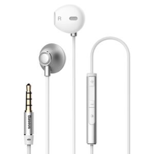 Baseus Encok H06 lateral Wired in-ear  3.5mm Earphone Silver - NGH06-0S- 1 Year Warranty