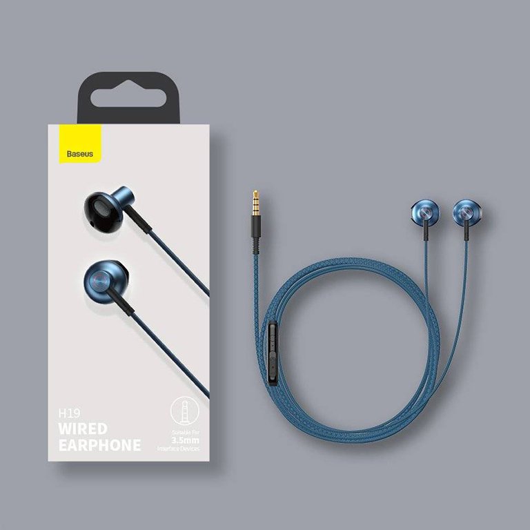 Baseus Encok H19 Wired 3.5mm Earphone Blue - NGH19-03- 1 Year Warranty - Image 4