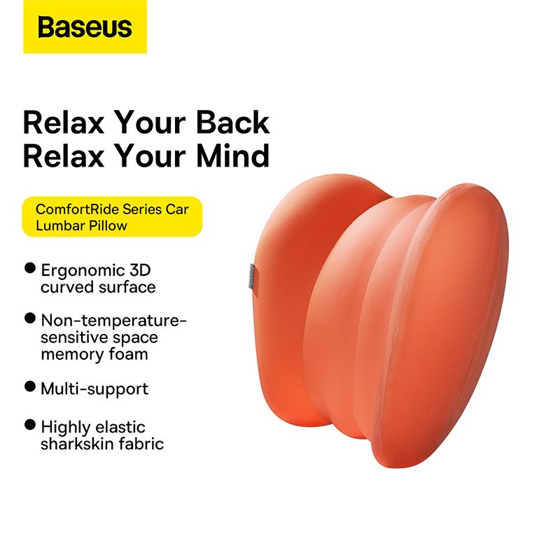 Baseus ComfortRide Series Car Lumbar Pillow Orange - CNYZ000007 - Image 2