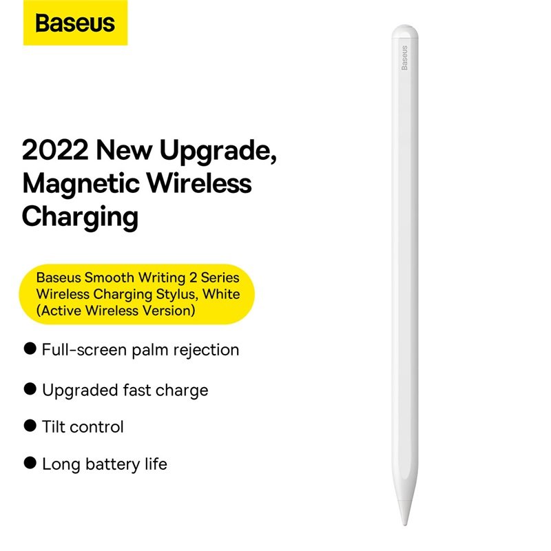 Baseus Smooth Writing 2 Series Wireless Charging Stylus, White (Active Wireless Version with active pen tip) - P80015803213-00 - 1 Year Warranty - Image 2