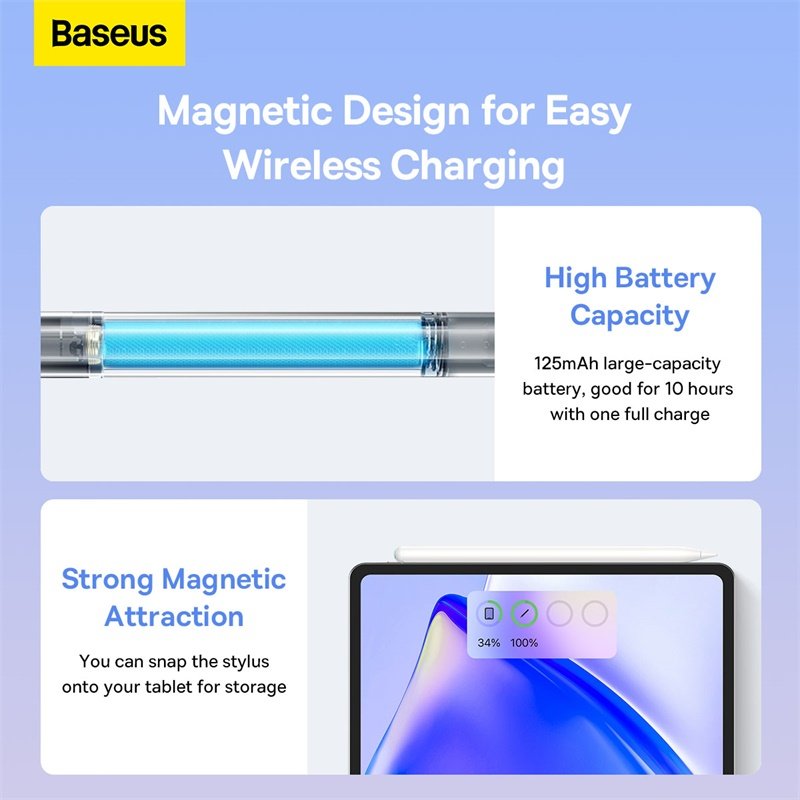 Baseus Smooth Writing 2 Series Wireless Charging Stylus, White (Active Wireless Version with active pen tip) - P80015803213-00 - 1 Year Warranty - Image 7