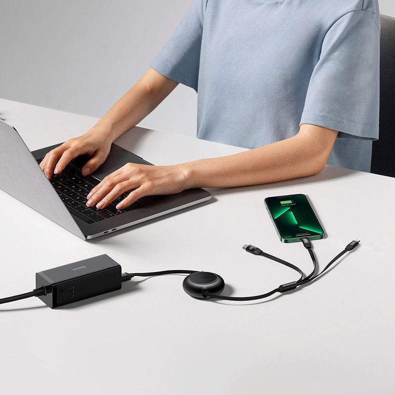 Baseus Bright Mirror 2 Series 1.1 Meter Type-C to M+L+C Retractable 100W Cable - Image 5