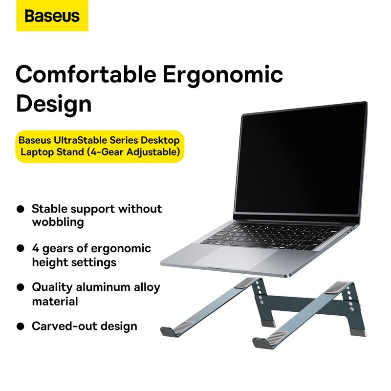 Baseus UltraStable Series Laptop Stand 4-Gear Adjustable Space Grey - B10053100811-00 - Image 2