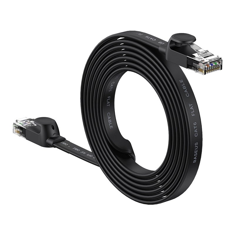 Baseus CAT 6 - 5m High Speed Six types of RJ45 Gigabit Network Cable (flat cable) Black - PCWL-D01- 1 Year Warranty - Image 3