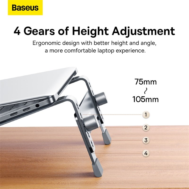 Baseus UltraStable Series Laptop Stand 4-Gear Adjustable Space Grey - B10053100811-00 - Image 4