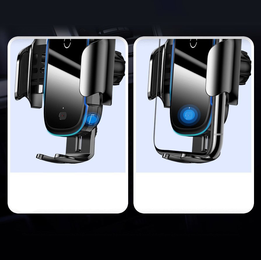 Baseus Light Electric Qi 15W Auto Alignment Wireless Charger 2 in 1 Car Holder Black - WXHW03-01 - 1 Year Warranty - Image 4