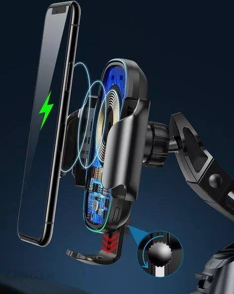 Baseus Light Electric Qi 15W Auto Alignment Wireless Charger 2 in 1 Car Holder Black - WXHW03-01 - 1 Year Warranty - Image 6