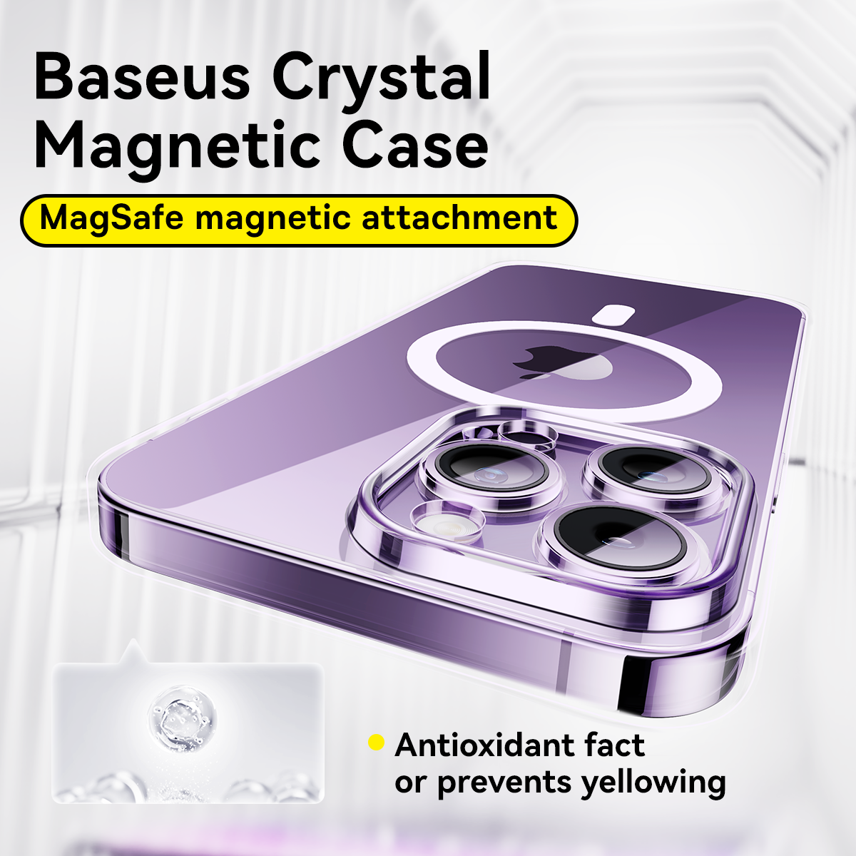 Baseus Lucent Series for iPhone 15 Plus Magnetic iPhone Case- Clear Transparent Magnetic Design Protective Case - P60157205203-02 - Image 4