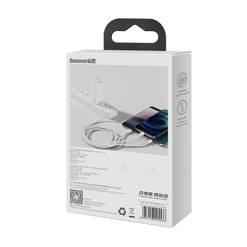 Baseus Superior Series 1 Meter USB to M+L+C 3.5A Cable - Image 15