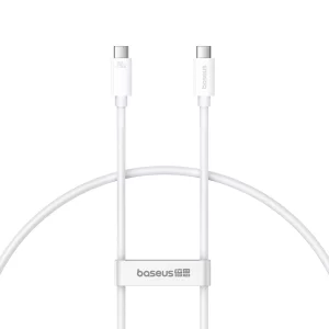 Baseus 240W 1m Type-C to Type-C 8K 60HZ Full-Function Fast Charging Cable - Moon White - 1 Year Warranty