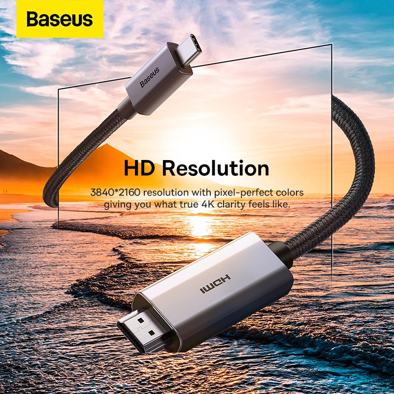 Baseus 3m Type-C to HDMI 4K Adapter Cable High Definition Series Graphene - Black- 1 Year Warranty - Image 14
