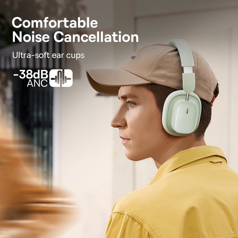 Baseus Bowie H1i Noise-Cancellation Wireless Headphones - Natural Green - Image 14