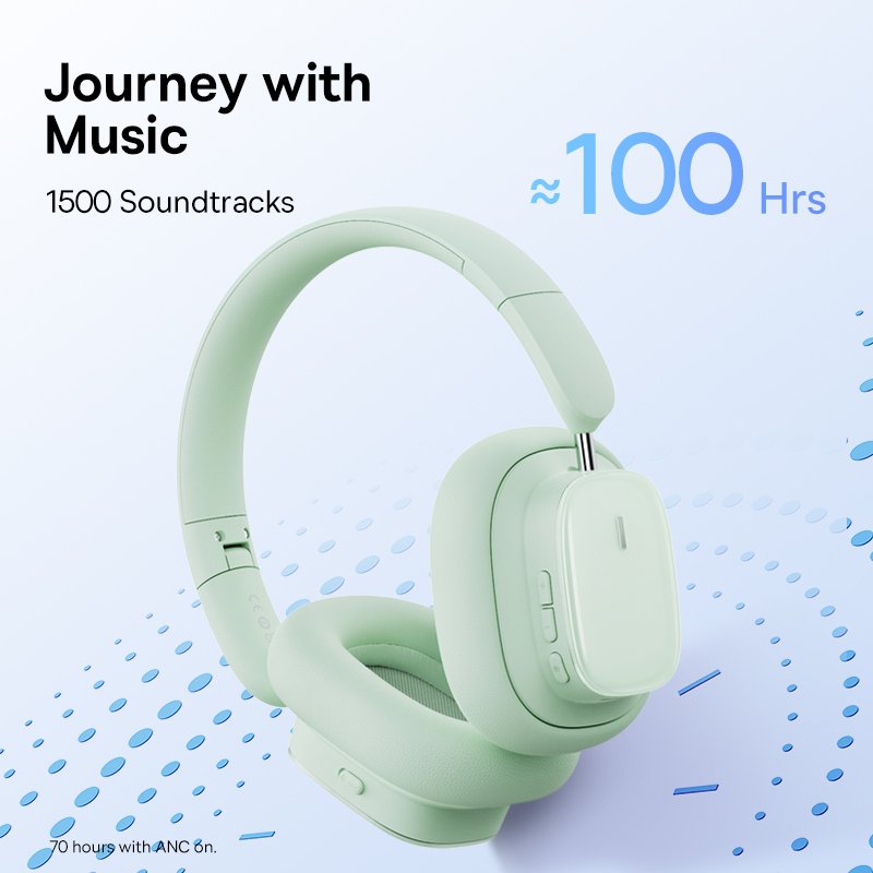 Baseus Bowie H1i Noise-Cancellation Wireless Headphones - Natural Green - Image 13