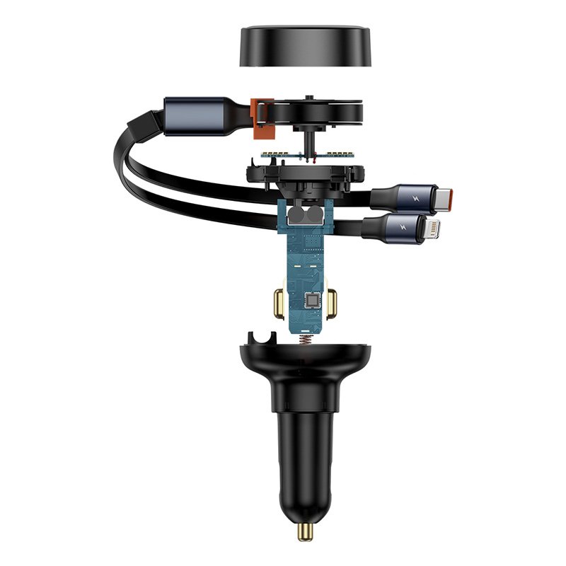 Baseus 60W Enjoyment Pro Car Charger U+Retractable C & Lightning Cable - Image 6