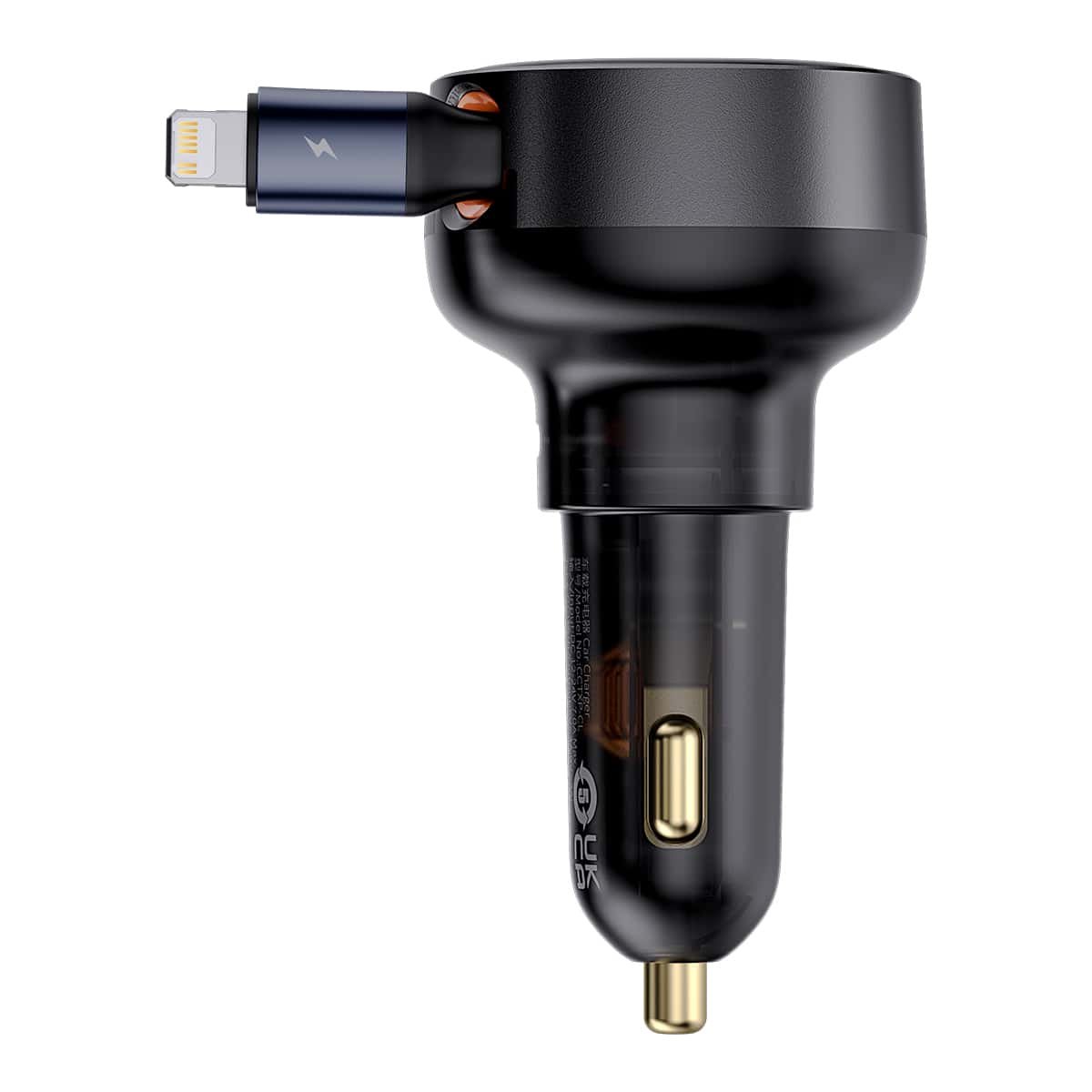 Baseus 55W Enjoyment Pro Car Charger C+Retractable iP Cable Cluster Black - 1Y - Image 4