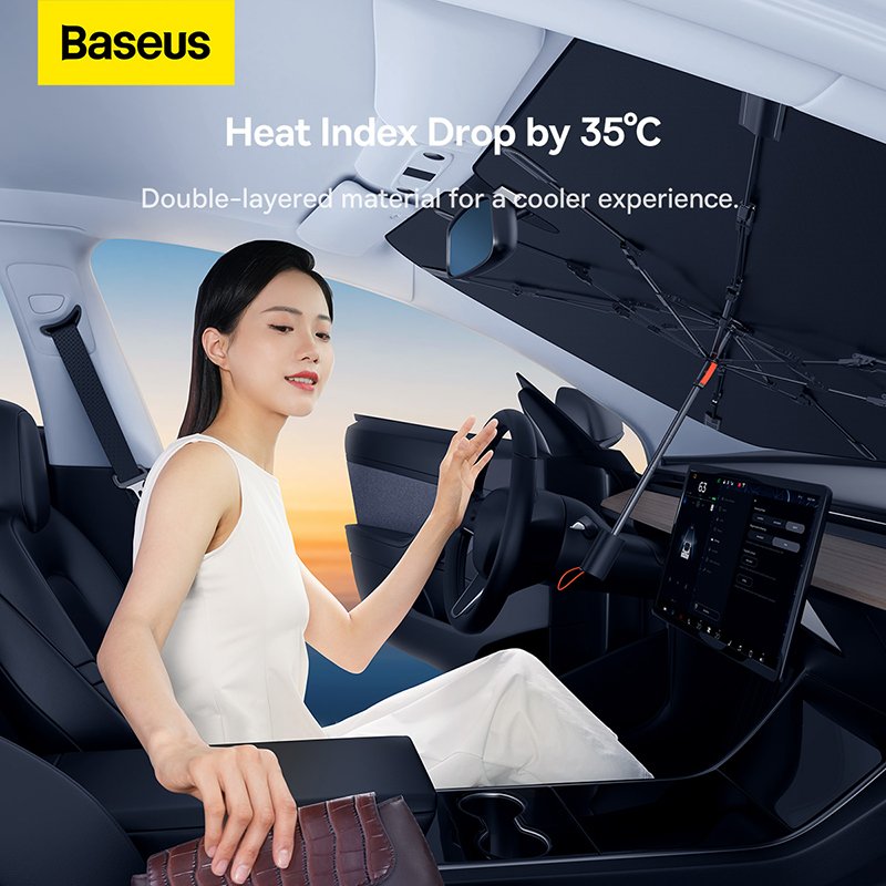 Baseus Small CoolRide Doubled-Layered Windshield Sun Shade Umbrella Pro - Cluster Black - Image 16