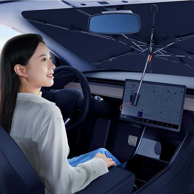 Baseus Small CoolRide Doubled-Layered Windshield Sun Shade Umbrella Pro - Cluster Black - Image 12