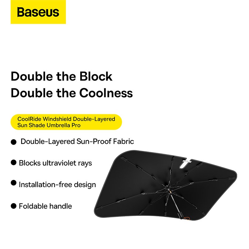 Baseus Small CoolRide Doubled-Layered Windshield Sun Shade Umbrella Pro - Cluster Black - Image 14