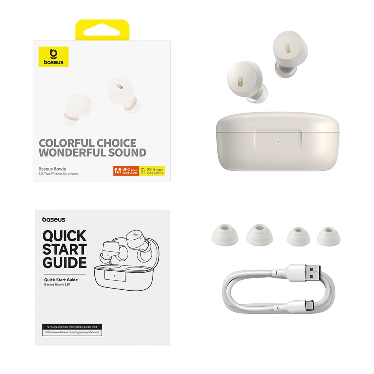Baseus Bowie E18 True Wireless Earphones - Stellar White - 1Y - Image 8