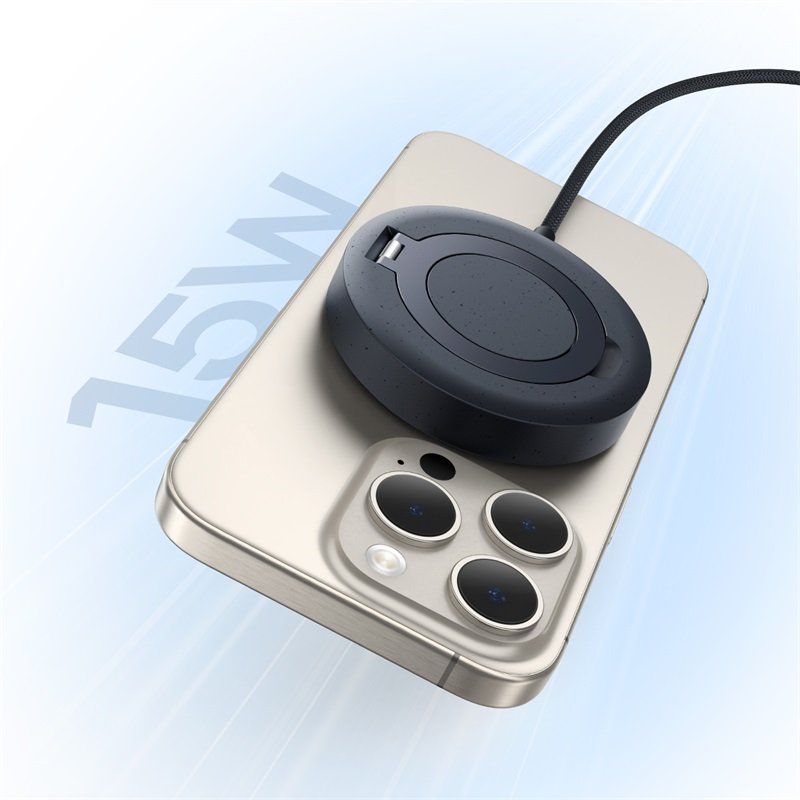 Baseus 15W Simple Mini4 Magnetic Wireless Charging Stand Qi2 Universal - Cosmic Black - 1Y - Image 9