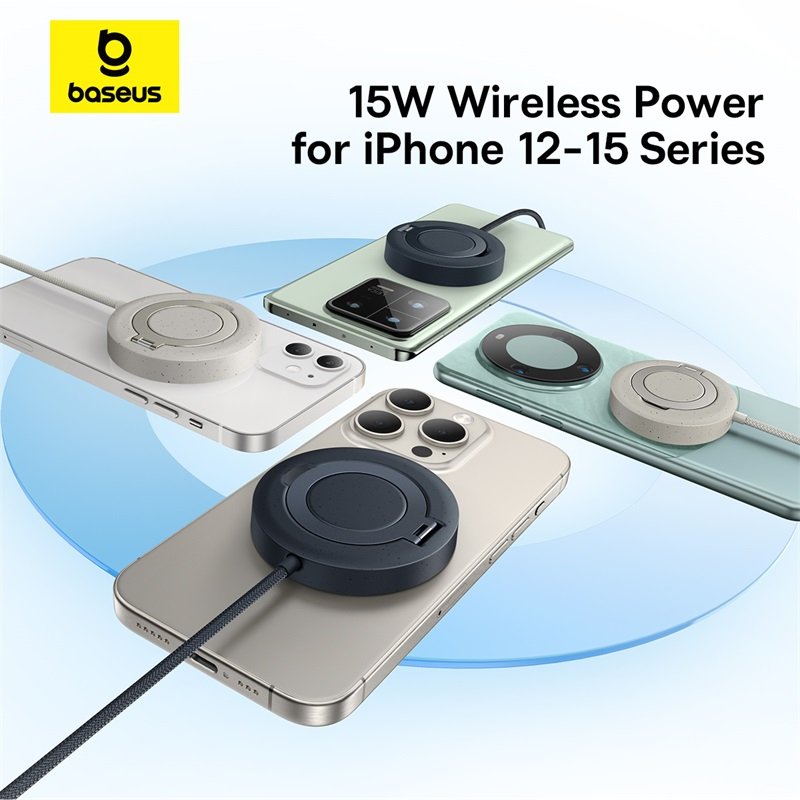 Baseus 15W Simple Mini4 Magnetic Wireless Charging Stand Qi2 Universal - Cosmic Black - 1Y - Image 16