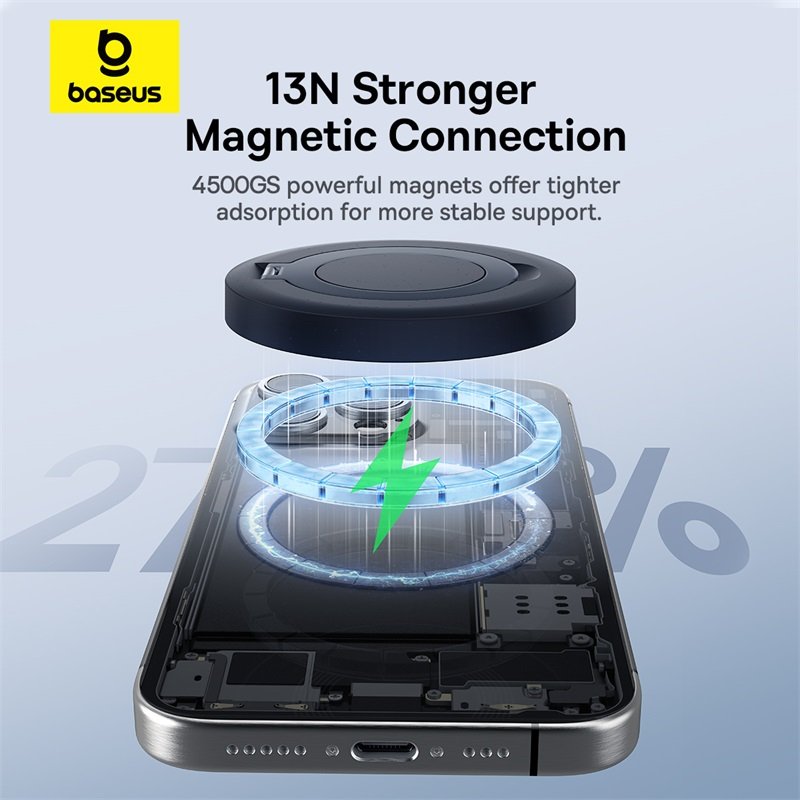 Baseus 15W Simple Mini4 Magnetic Wireless Charging Stand Qi2 Universal - Cosmic Black - 1Y - Image 14