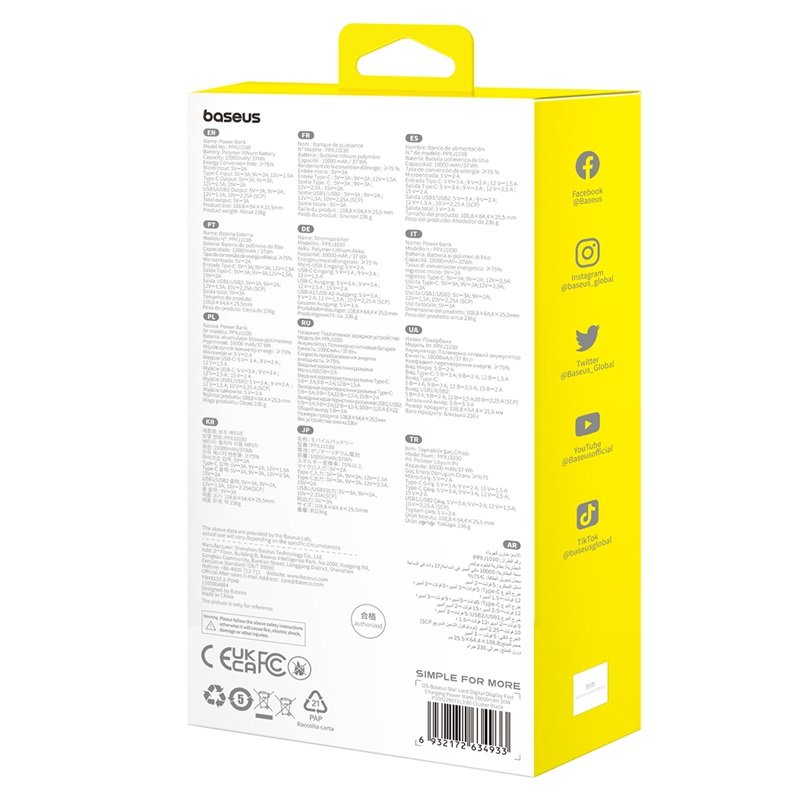 Baseus 10000mAh 30W Star-Lord Digital Display Fast Charging Power Bank - Cluster Black baseuscolombo