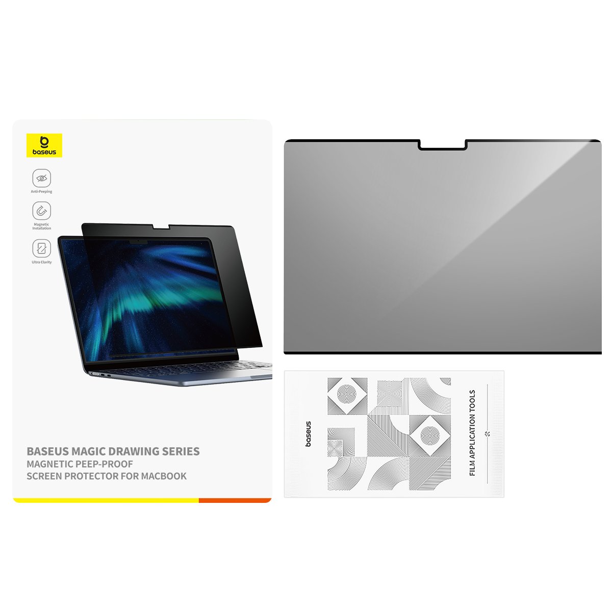 Baseus 13.6? MacBook Air 2022/2024 Magic Drawing Series Magnetic Peep-Proof Screen Protector - Clear - Image 2