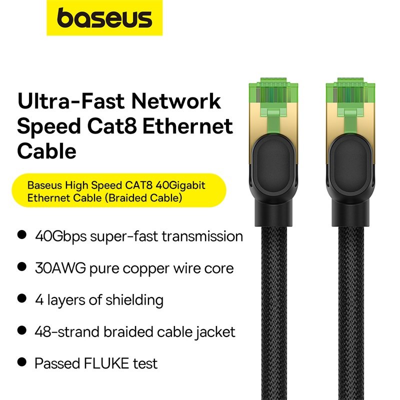 Baseus 10Meter High Speed CAT8 40Gigabit Ethernet Nylon Braided Cable - 1Y - Image 2