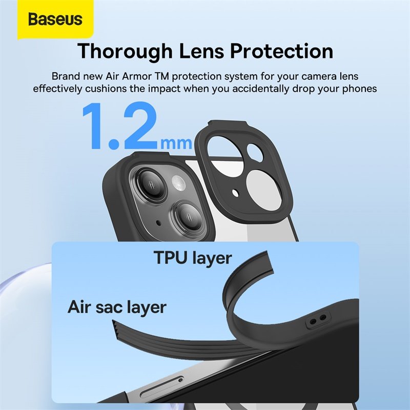 Baseus iPhone 14 Plus Frame Series Magnetic Case (Pack of 1 with Full Coverage Tempered Glass Screen Protector and Cleaning kit), Black - ARJT030001 - Image 4