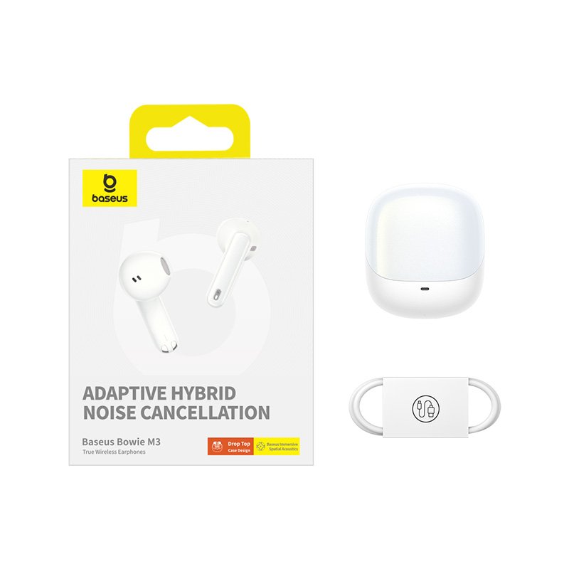 Baseus Bowie M3 ANC True Wireless Earphones Moon White - A00051900211-00 - Image 13