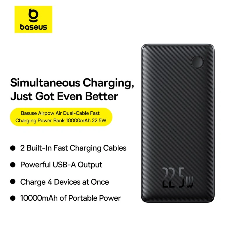 Baseus Airpow Lite 10000mAh 22.5W Power Bank Dual-Cable - Cosmic Black - P10067501123-00 Baseuscolombo