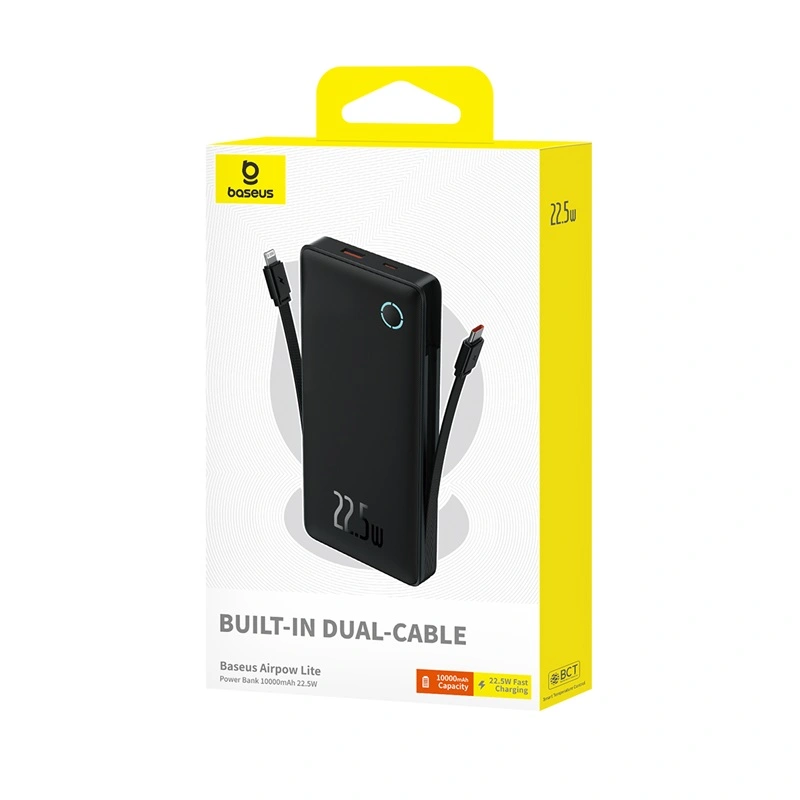 Baseus Airpow Lite 10000mAh 22.5W Power Bank Dual-Cable - Cosmic Black - P10067501123-00 Baseuscolombo