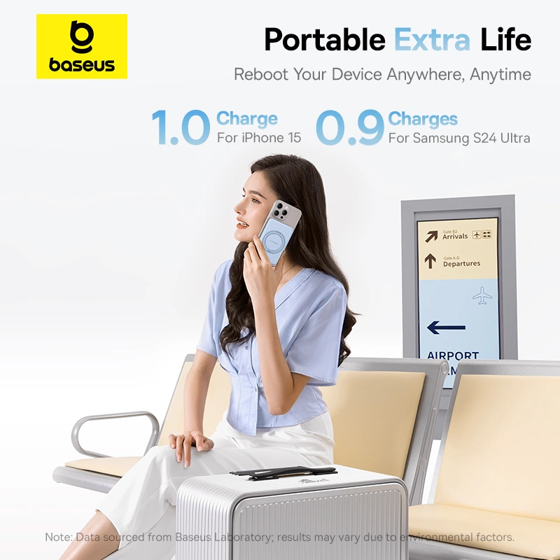 Baseus PicoGo Qi2 5000mAh 20W Magnetic Power Bank with Rotatable Stand (with Simple Series Charging Cable Type-C to Type-C (20V3A) 30cm White) - Galaxy Blue - P10076800313-00