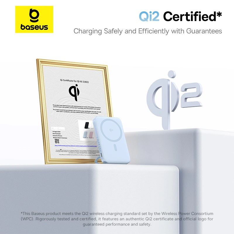 Baseus PicoGo Qi2 5000mAh 20W Magnetic Power Bank with Rotatable Stand (with Simple Series Charging Cable Type-C to Type-C (20V3A) 30cm White) - Galaxy Blue - P10076800313-00